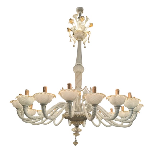 Large Venetian Murano Glass Chandelier by Paolo Venini for Maestri di Murano, 1950s For Sale
