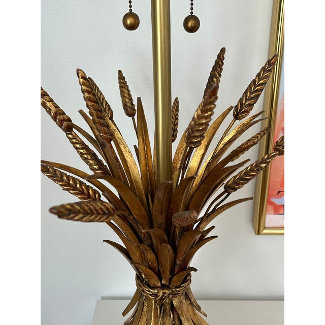 1960s Mid-Century Italian Sheaf of Wheat Gilt Table Lamp by the Marbro Lamp Co For Sale - Image 5 of 14