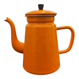 Vintage Mid-Century Modern Orange Enamelware Coffee/Tea Pot – 1950s