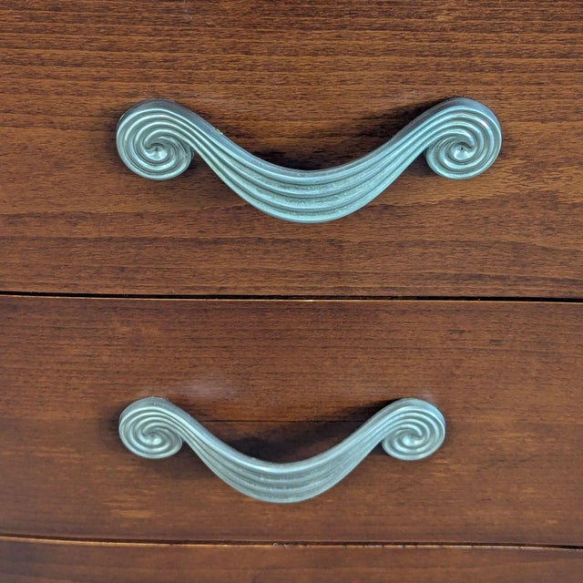 Vintage 8-Drawer Curved Front Wooden Dresser With Elegant Handles For Sale - Image 16 of 17