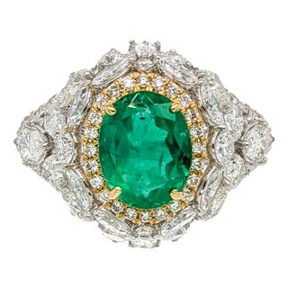 Gia Certified Emerald in a Bespoke Heirloom Setting For Sale