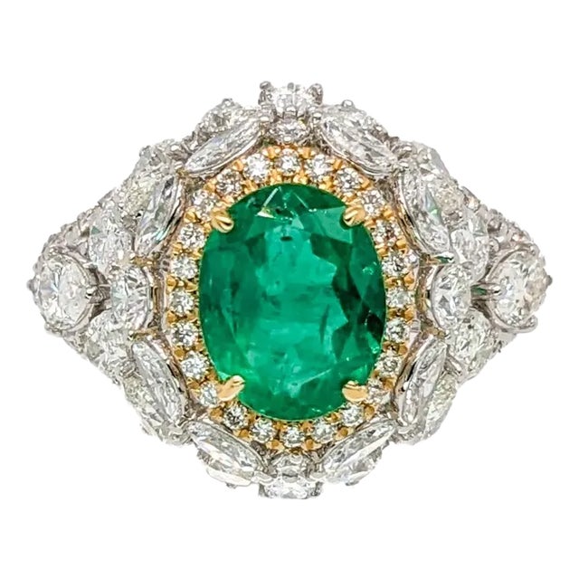 Gia Certified Emerald in a Bespoke Heirloom Setting For Sale