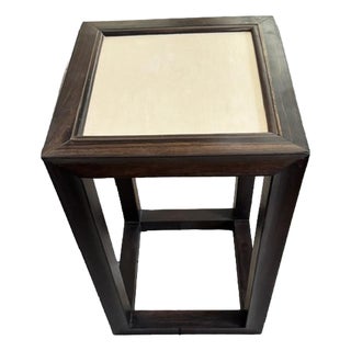 Wood and Cream Lacquer Side Table For Sale