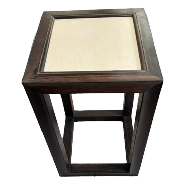Wood and Cream Lacquer Side Table For Sale