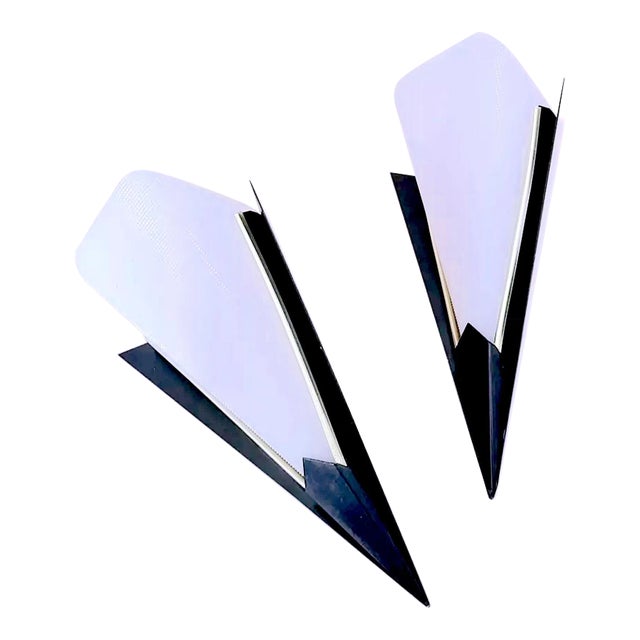 Perspex & Black Metal Wall Lamps, Mid-Century France - a Pair For Sale