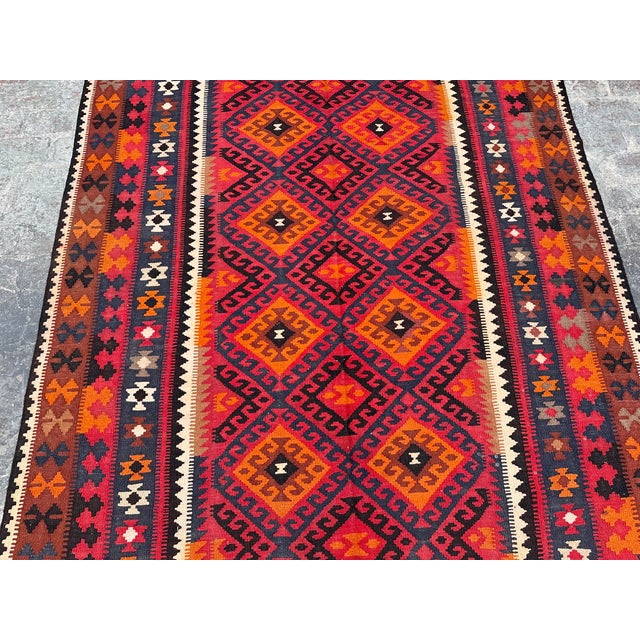 Islamic Afghan Hand Woven Tribal Kilim Rug For Sale - Image 3 of 9