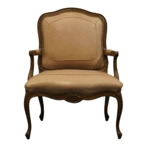 Henredon Furniture French Provincial Studded Vinyl Accent Arm Chair