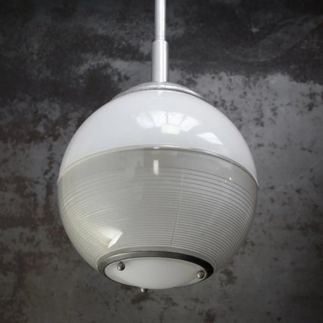 Vintage French Glass Pendant by Holophane, 1950s For Sale - Image 6 of 9