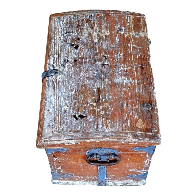 Wood Small Mid 19th Century Swedish Painted Pine Box, 1842 For Sale - Image 7 of 9