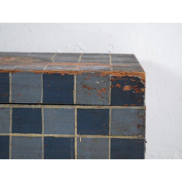 Vintage Painted Trunk with Geometric Patterns, 1920 For Sale - Image 9 of 13