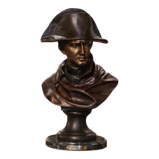 19th Century Italian Two-Tone Spelter Bust of Napoleon Signed Colombo Dated 1885 For Sale