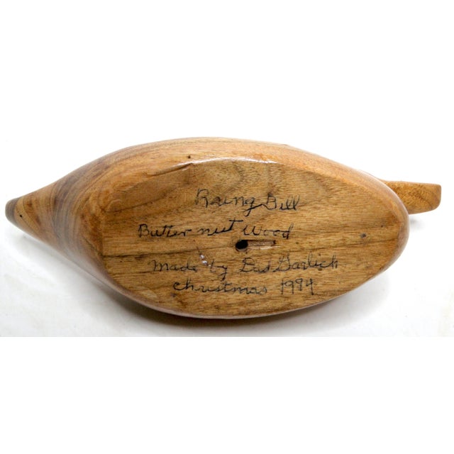 1984 Western Decoy Hand-Carved Signed Butternut Wooden "Ring Bill" Drake Duck For Sale - Image 11 of 14
