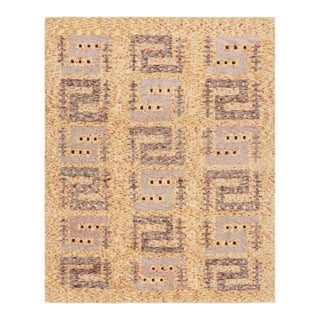 Rug & Kilim’s Scandinavian-Inspired Geometric Golden-Yellow Gray Wool Rug For Sale
