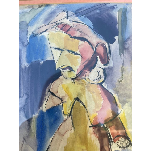 Glass 1940s Sam Provenzano Water Color Painting, Framed For Sale - Image 7 of 9