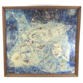 Original Abstract Expressionist Signed Charles Keeling Lassiter Oil Painting Mixed Media on Canvas C. 1960 For Sale