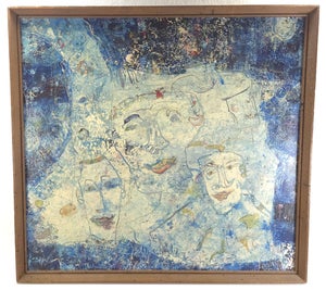 Original Abstract Expressionist Signed Charles Keeling Lassiter Oil Painting Mixed Media on Canvas C. 1960