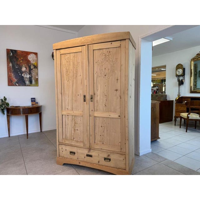 Dream Art Nouveau Secessionist Farmhouse Wardrobe, Natural Wood, Salzburg. Dimensions: Height x Width x Depth 187 x 114 x...