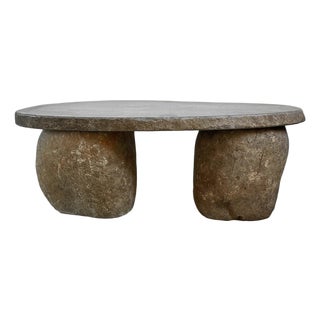Organic Modern Outdoor Stone Boulder Coffee Table / Bench For Sale
