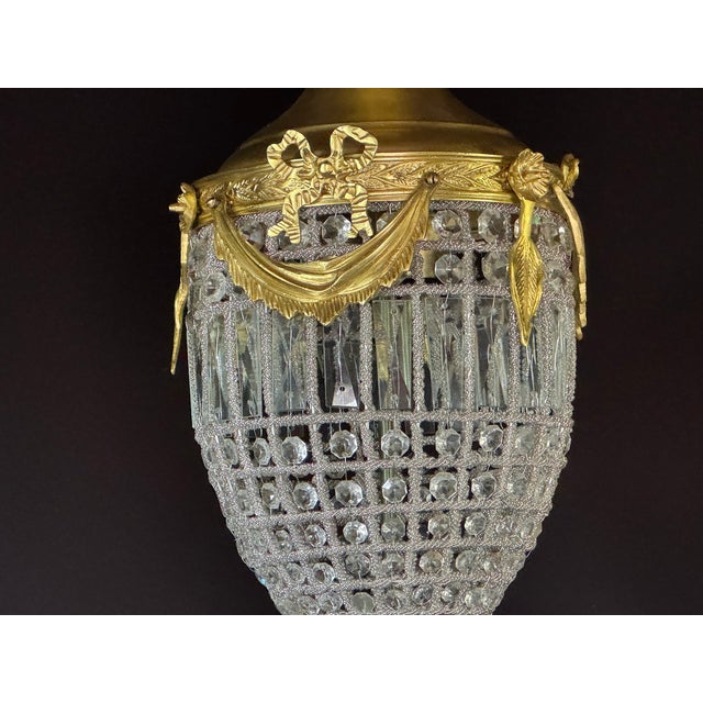 French 1970 French Louis XVI Gold Bronze Crystal Chandelier Lantern - 1 Pc For Sale - Image 3 of 11