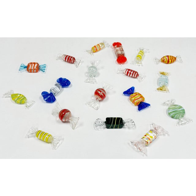 Mid 20th Century Vintage Murano Style Blown Glass Wrap Candy, Set of 18 For Sale - Image 5 of 6