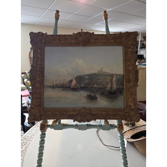 Antique Harbour Painting by Crouse For Sale - Image 9 of 11