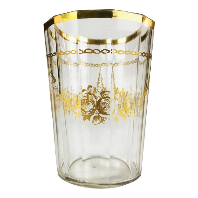 Antique Bohemian Gilded Glass, 1700 For Sale