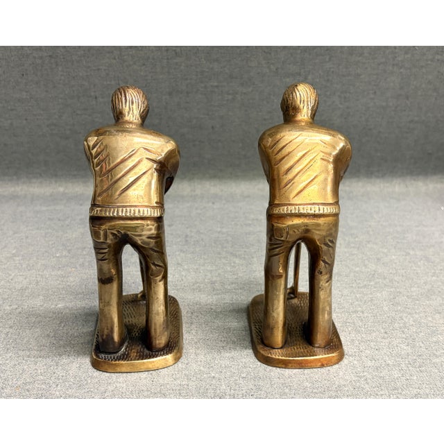 1960s Vintage Brass Golf Player Bookends - A Pair For Sale - Image 5 of 9