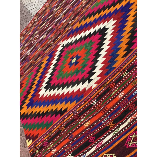 Red Vintage Turkish Kilim Rug - 78" X 123" For Sale - Image 8 of 10