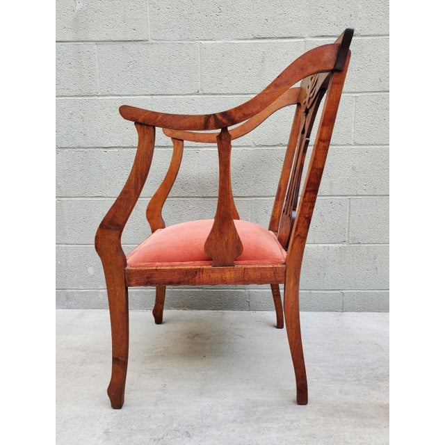 1940s 1940s Newspaper Reading Chair With Velvet Seat For Sale - Image 5 of 12