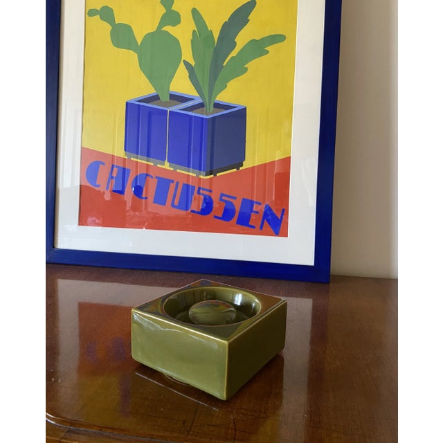 Mid-Century Green Ceramic Ashtray, Sicart Italy 1969 For Sale - Image 6 of 11