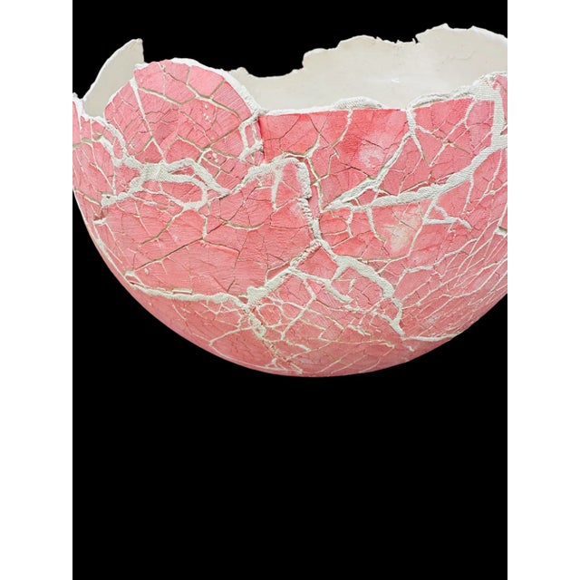 Pink Artist Gary Skelly Pink Ceramic Dinosaur Egg For Sale - Image 8 of 12