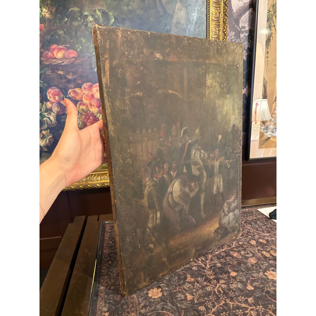 Antique Napoleonic Military Scene Oil Painting – 19th Century [Gy] For Sale In Seattle - Image 6 of 9