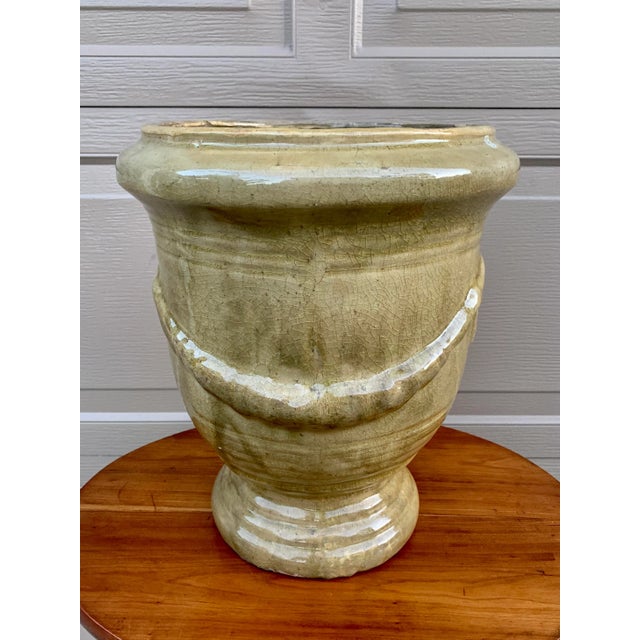 French Provincial Glazed Earthenware Pedestal Planter For Sale - Image 9 of 12