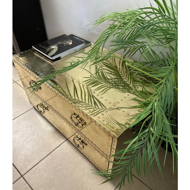 Mid 20th Century Sarreid Ltd. Campaign Style Brass Clad Coffee Table From Spain. For Sale - Image 5 of 10
