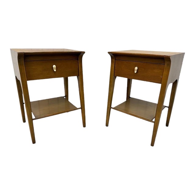 Mid-Century Modern Drexel "Profile" Walnut Nightstands - Set of 2 For Sale