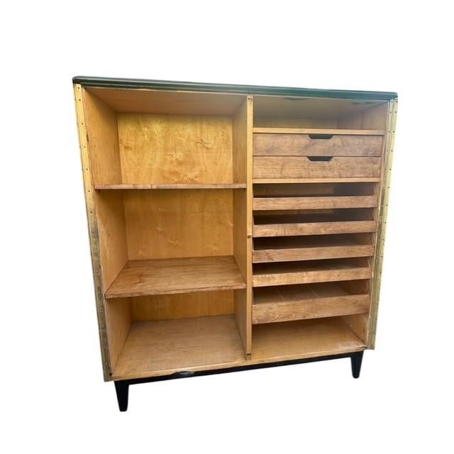 Vintage Scandinavian Linen Cabinet Attributed to Bodafors With Custom Black Mirror Top For Sale - Image 10 of 14