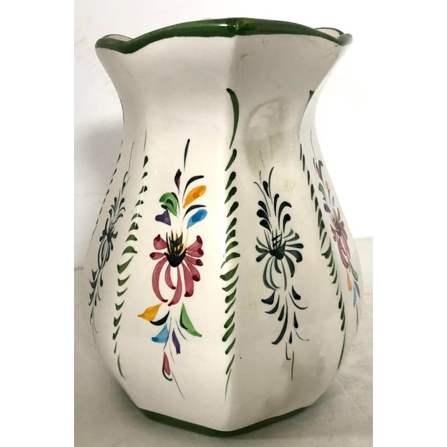 Portuguese Ceramic Spring Floral Pitcher For Sale - Image 4 of 6