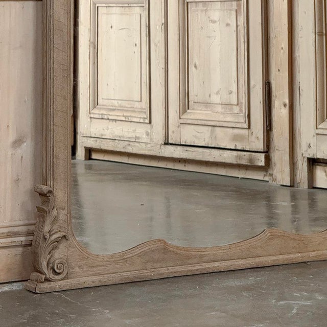 19th Century Country French Louis XV Stripped Oak Trumeau Mirror For Sale - Image 11 of 18