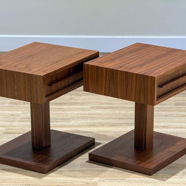 Mid-Century Modern Walnut Bedside Tables, Set of 2 For Sale - Image 6 of 14