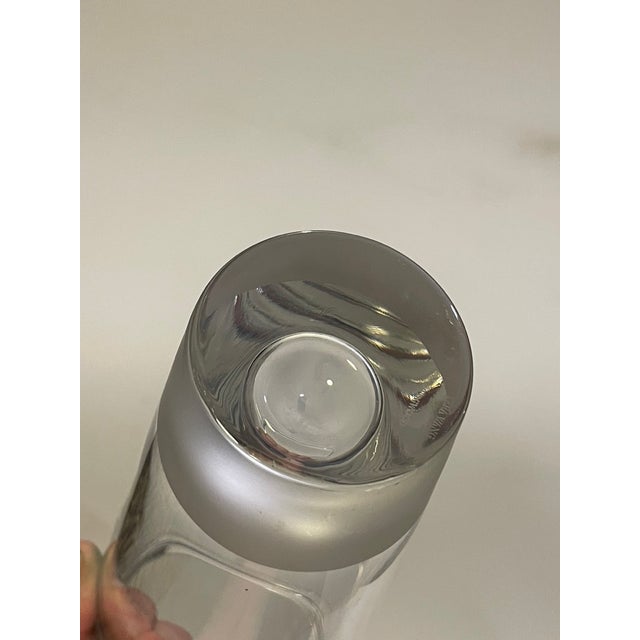 2000 - 2009 Signed Vera Wang for Wedgwood Crystal Vase With Frosted Pedestal Base, 10.5"h For Sale - Image 5 of 8