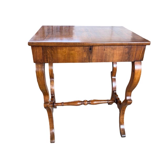 Carlo X Italian Walnut Side Table, 1820s For Sale - Image 16 of 16
