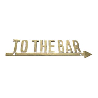 Vintage "To the Bar" Brass Arrow Sign For Sale