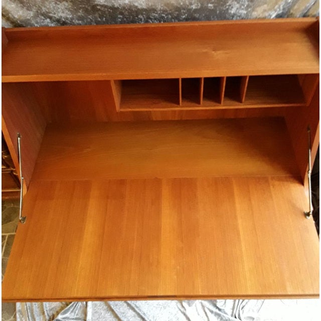 Vintage Scandinavian Secretary with Writing Flap, 3 Drawers & Door in Teak, 1963 For Sale - Image 6 of 14
