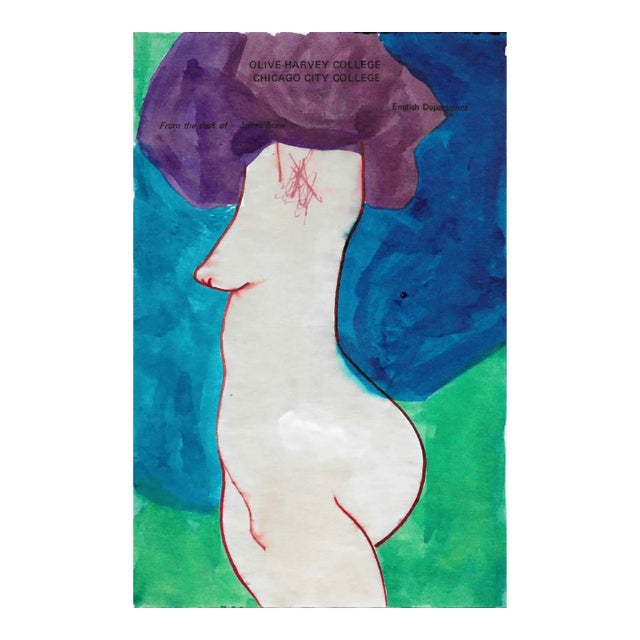 1970s James Bone Nude Watercolor For Sale