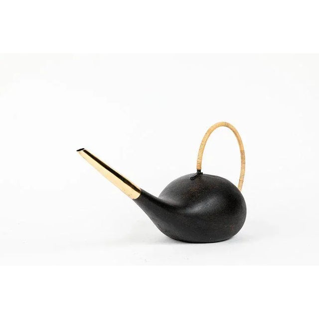 Carl Auböck Carl Auböck #3632 Watering Can in Patinated Brass and Cane For Sale - Image 4 of 12