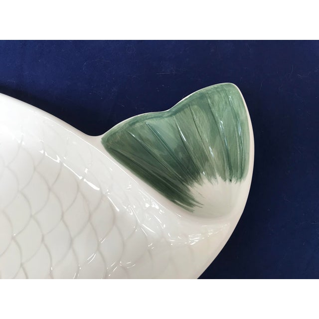 White and Green Ceramic Fish Serving Platter Chairish