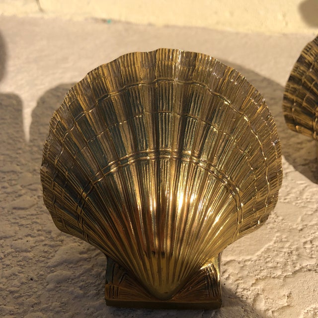 Brass Mid 20th Century Brass Seashell Bookends - a Pair For Sale - Image 8 of 9