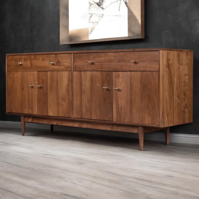 Room & Board Walnut Credenza Tv Stand Entertainment Center For Sale - Image 6 of 12