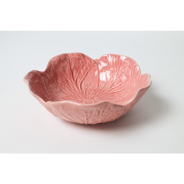 Bordallo Pinheiro Pink Cabbage Leaf Bowl. This iconic, naturalist-style earthenware dish features detailed structural vein...