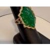 Vintage 12 Ct Natural Carved Emerald & 1.5 Ct Diamond Ring 18 Kt Yellow Gold For Sale - Image 16 of 18